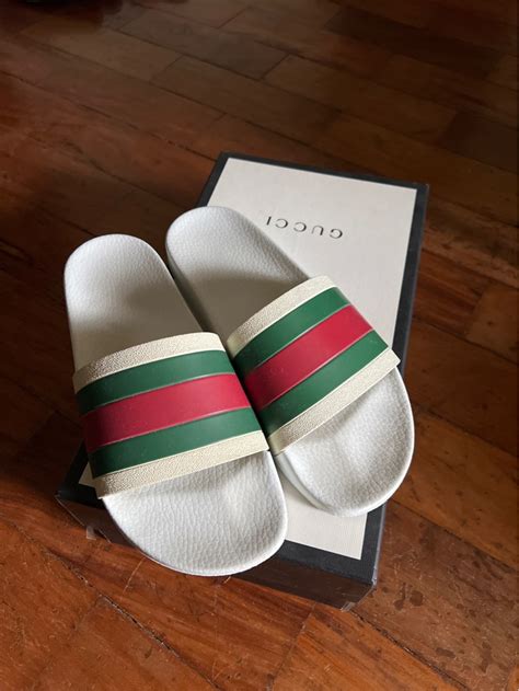 boys gucci slides on white|Gucci slides for girls.